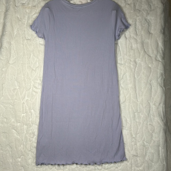 Elodie Waffle Knit Lettuce Hem Short Sleeve Dress - Picture 7 of 7